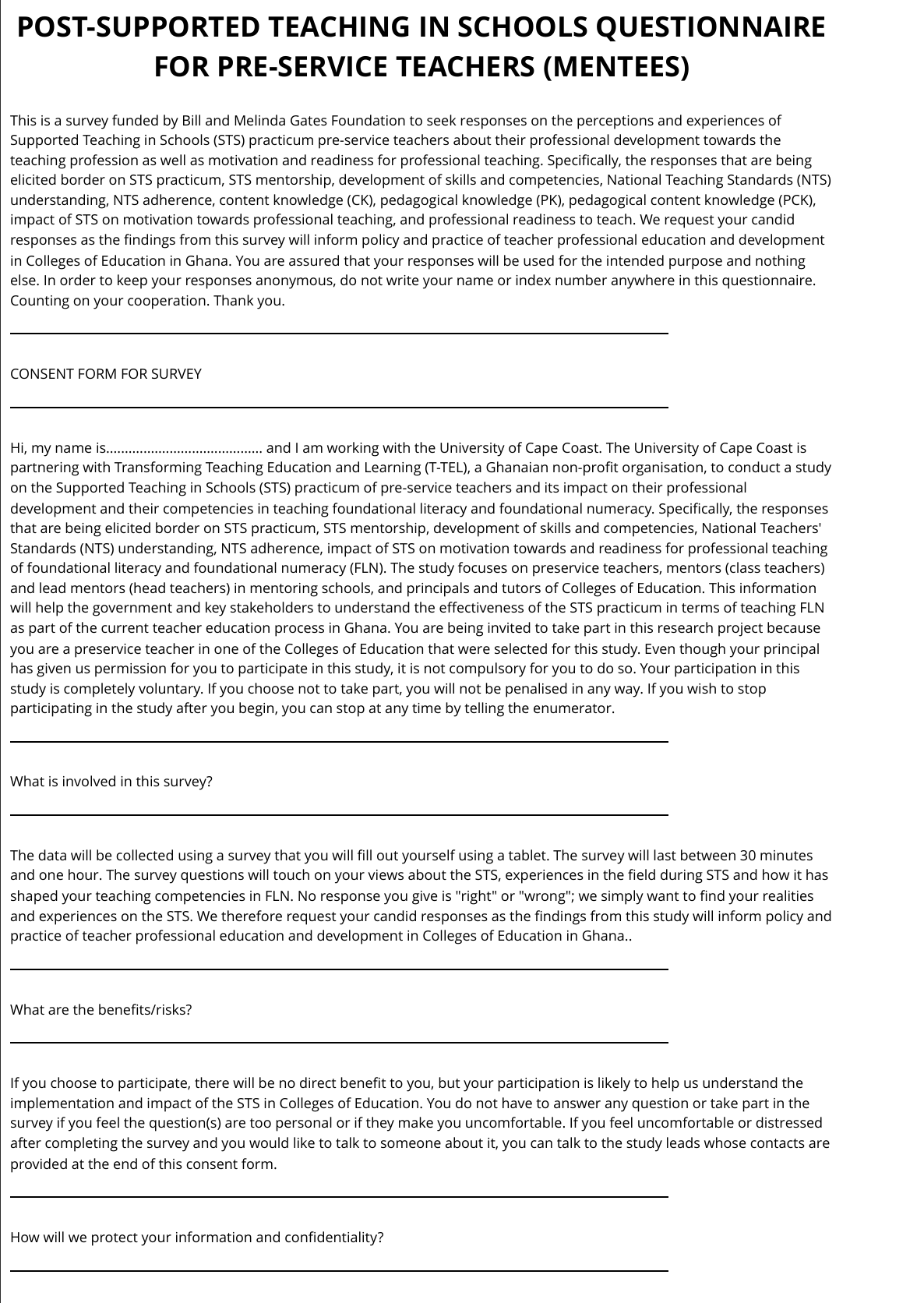 Post-Supported Teaching in Schools Questionnaire for Pre-Service Teachers (Mentees) _ Kobotoolbox
