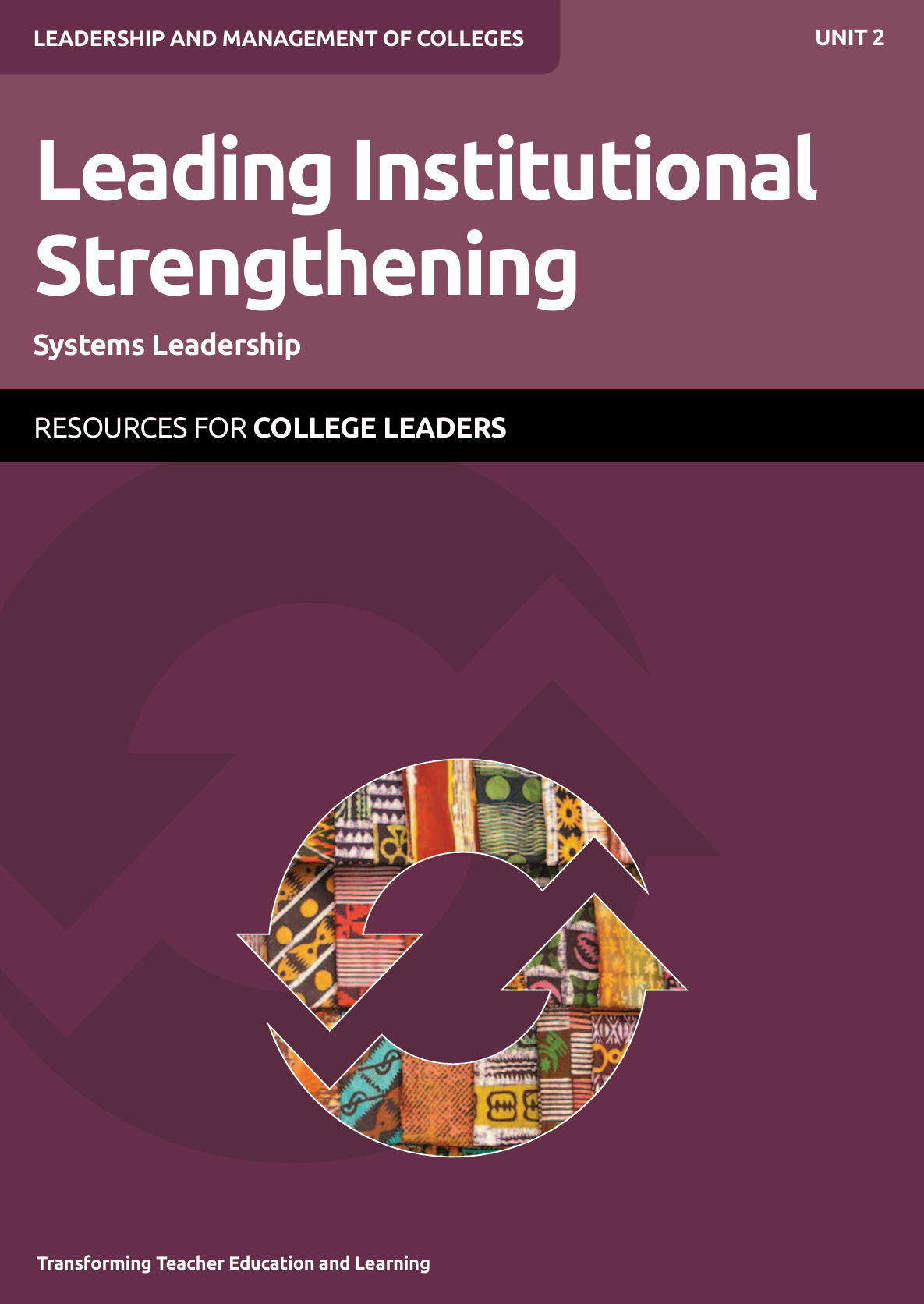 Leading institutional strengthening (Systems leadership) Unit 2 Resources for college leadership