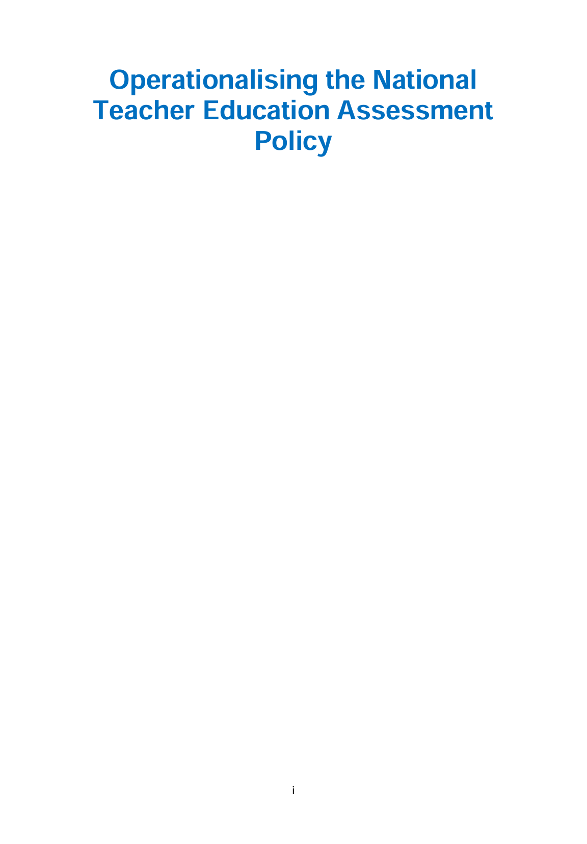 National Teacher Education Assessment Policy (NTEAP)