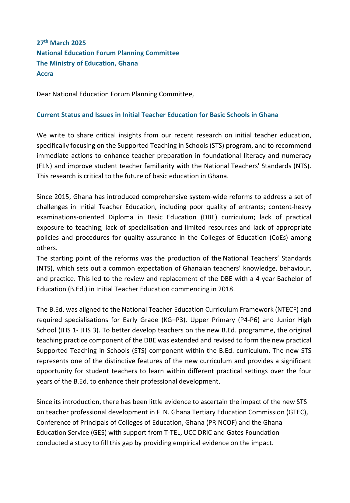 Policy Brief on STS Research - National Education Forum