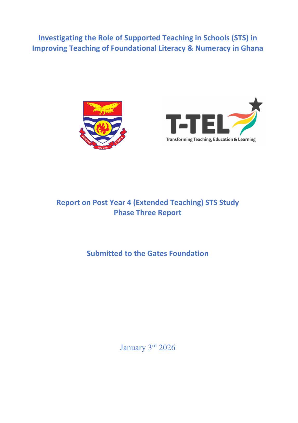Report on Post Year 4 STS Study 2025