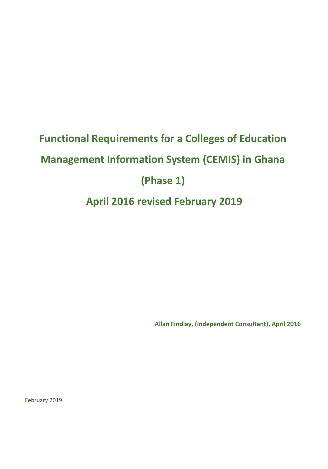 CEMIS Functional Requirements_February 2019